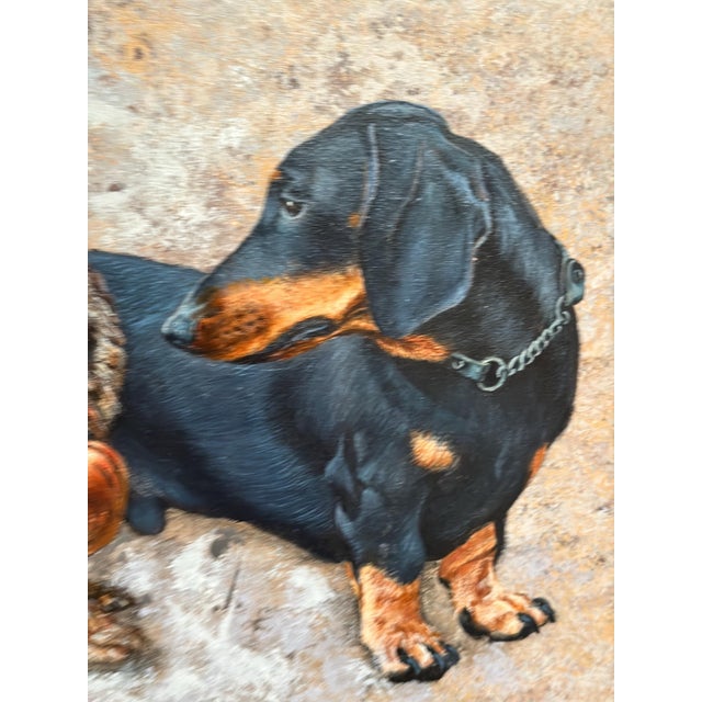 Plat. Victor, Dachshunds, 1960s, Oil on Canvas, Framed For Sale - Image 8 of 18