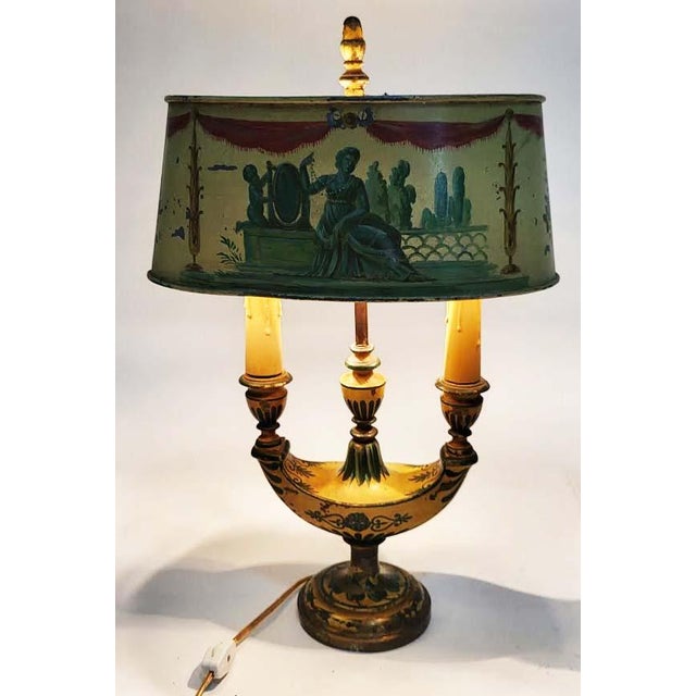 19th Century French Bouillotte Painted Tôle Lamp For Sale - Image 4 of 11