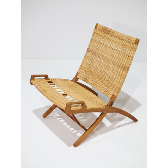 1950s JH512 Folding Chair in Rattan and Oak by Hans J. Wegner for Johannes Hansen, Denmark, 1950s For Sale - Image 5 of 18