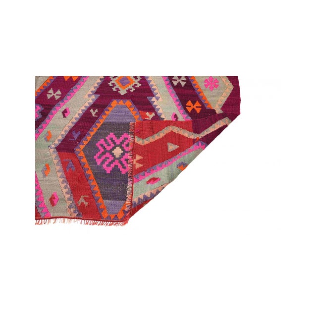 1960s Purple Vintage Square Turkish Kilim Rug - 6`11″ X 6`11″ Ft. For Sale - Image 5 of 6