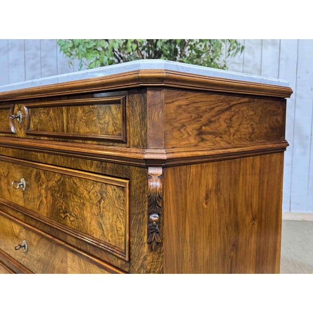 Napoleon III Commode in Walnut, Fir and White Marble, 19th Century For Sale - Image 11 of 18