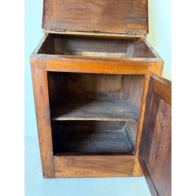 18th Century French Country Walnut Wood Cabinet With Carved Geometric Details For Sale - Image 9 of 12