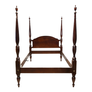 Late 20th Century Craftique Mahogany Full Size Four Post Carved Bed Made in North Carolina