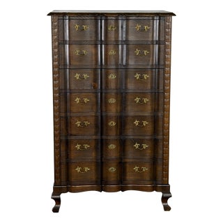 Danish Baroque Oak Serpentine Tallboy Chest of Drawers, 1940s For Sale