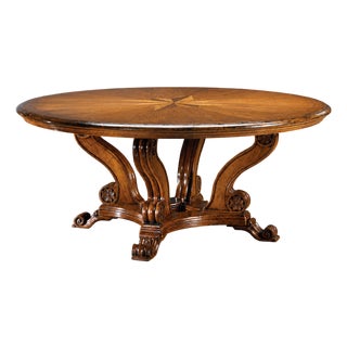 Italian Round Walnut Dining Table For Sale