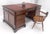 Large Double Pedestal Embossed Leather Top Mahogany Partners Desk MINT