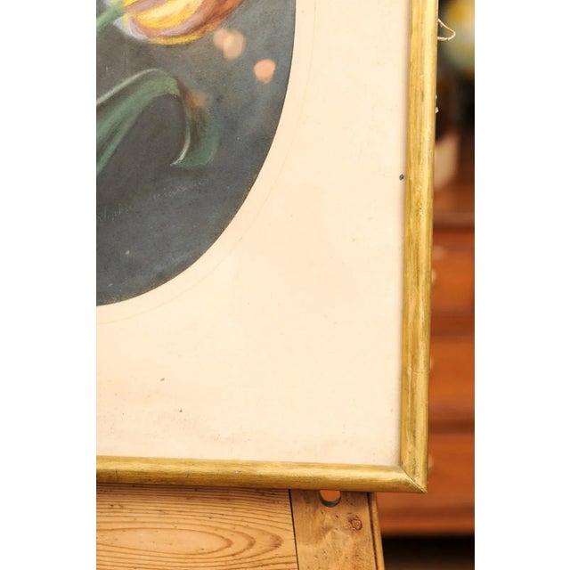 Paper French 19th Century Pastel Still-Life Painting Depicting a Bouquet of Tulips For Sale - Image 7 of 10