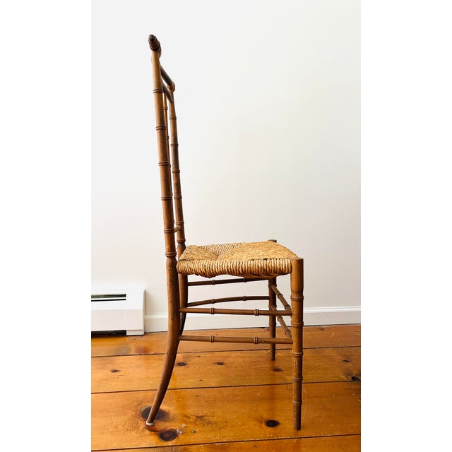 1970s Vintage Midcentury Modern Faux Bamboo High Back Chair For Sale - Image 5 of 7