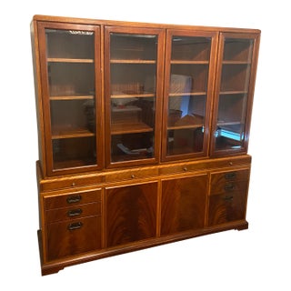 Vintage Mid Century Modern Helikon Hutch & Credenza China Cabinet Sideboard For Sale