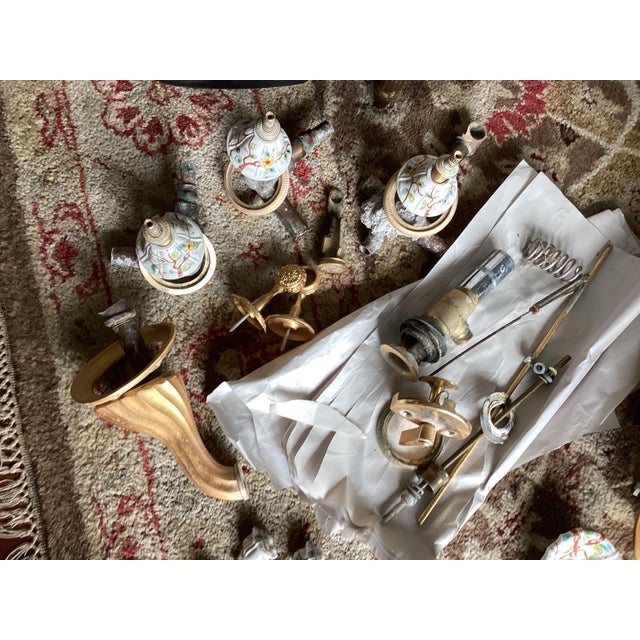 Vintage Shirley Wagner summer Garden luxury bathroom Suite 24 carat gold plated in hand-painted porcelain complete estate...