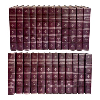 1967 Encyclopedia Brittanica Burgundy Leather 24 Volume Set For Sale