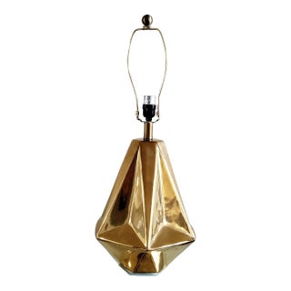 Contemporary Triangular Gold Leaf Ceramic Lamp For Sale