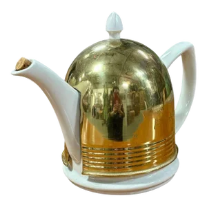 Modernist Copper Insulated Ceramic Kettle by Hall China