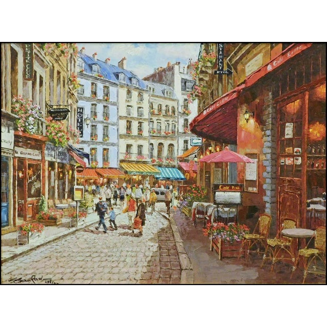 "Paris Cafe" by S.Sam Park Original Limited Edition Hand Enhanced Giclee on Canvas Hand signed by the artist Framed Size:...
