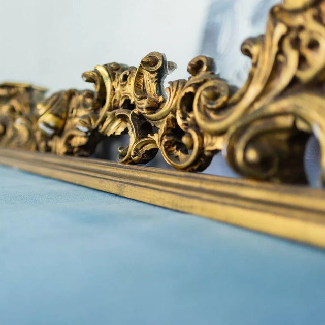 Wood Vintage Golden Wood Mirror with Inlays, 1950s For Sale - Image 7 of 10