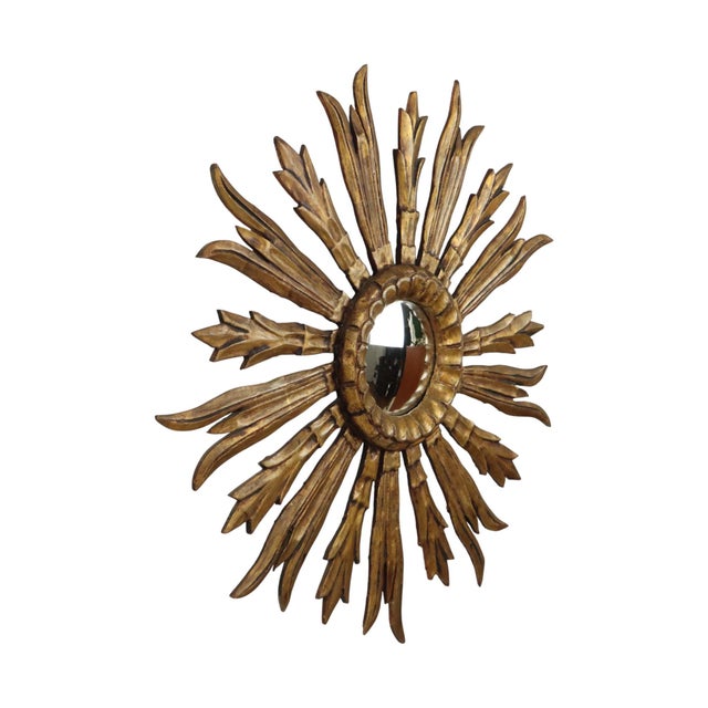 Wooden Sunburst Mirror, 1950s For Sale - Image 4 of 16