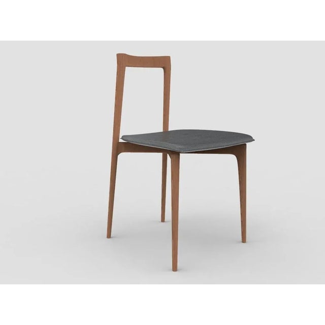 Not Yet Made - Made To Order Modern Linea 645 Grey Chair in Leather and Wood by Collector Studio For Sale - Image 5 of 5