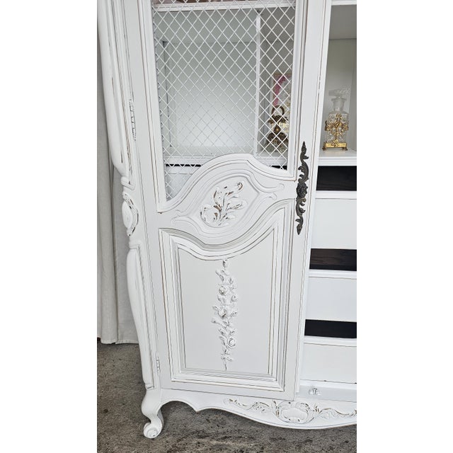 White Armoire Cabinet, French Provencial, 1950's For Sale - Image 15 of 17