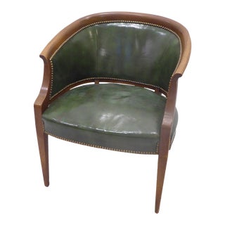 Vintage French Art Deco Leather Club Chair For Sale