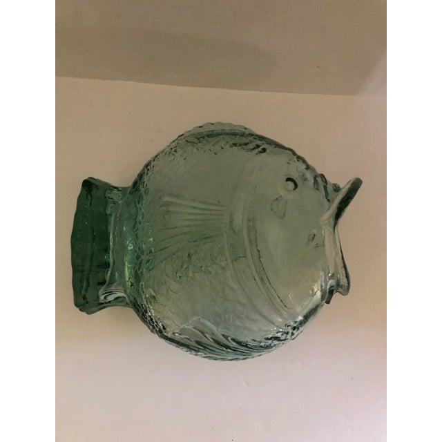 Mid-Century’s Carp Fish Open Mouth Pressed Clear Green Glass Vase For Sale - Image 11 of 12