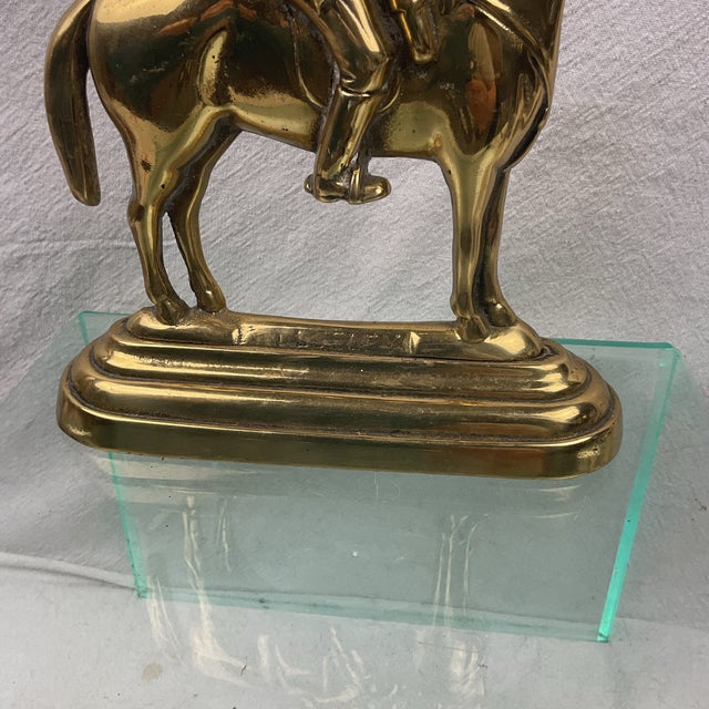 Late 19th Century Antique Victorian Brass, British Soldier on Horseback Doorstop For Sale - Image 5 of 11