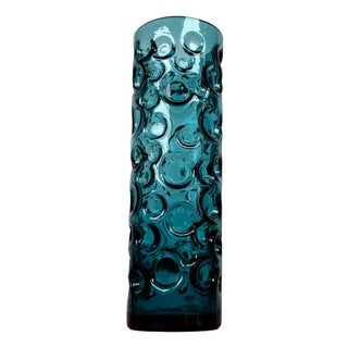 Mid-Century Modern Space Age Blue Bubble Glass Vase by Wilhelm Braun-Feldweg for Hirschberg, Germany, 1960s For Sale