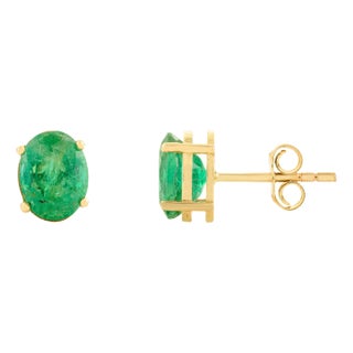 Certified Zambian Emerald Solitaire Studs- A Pair For Sale