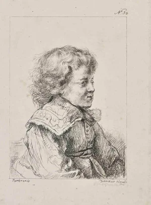Francesco Novelli After Rembrandt, Portrait, Original Etching, 19th Century