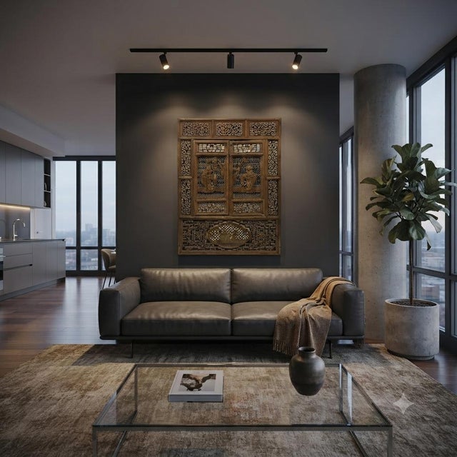 1980s Chinese Scholars Student Motifs Wood Wall Panel Window Screen For Sale - Image 5 of 17