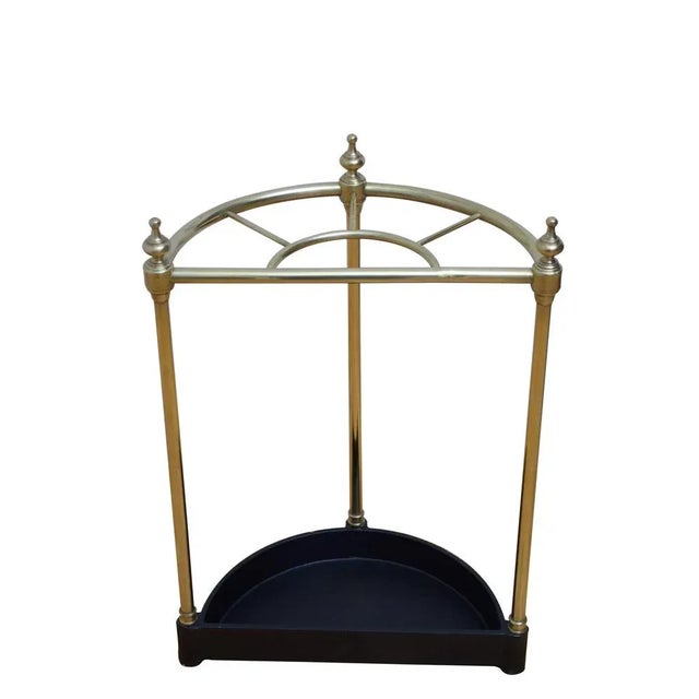 English Brass Demi Lune Umbrella Stand, 1960s For Sale - Image 4 of 9
