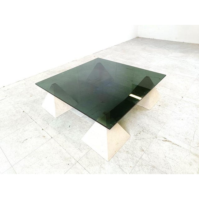 Glass Vintage Stone Pyramid Coffee Table, 1970s For Sale - Image 7 of 11
