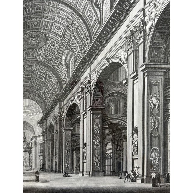 Antique Engraving of St. Peter’s Basilica by Giovanni Balzar After Piranesi For Sale In Raleigh - Image 6 of 12