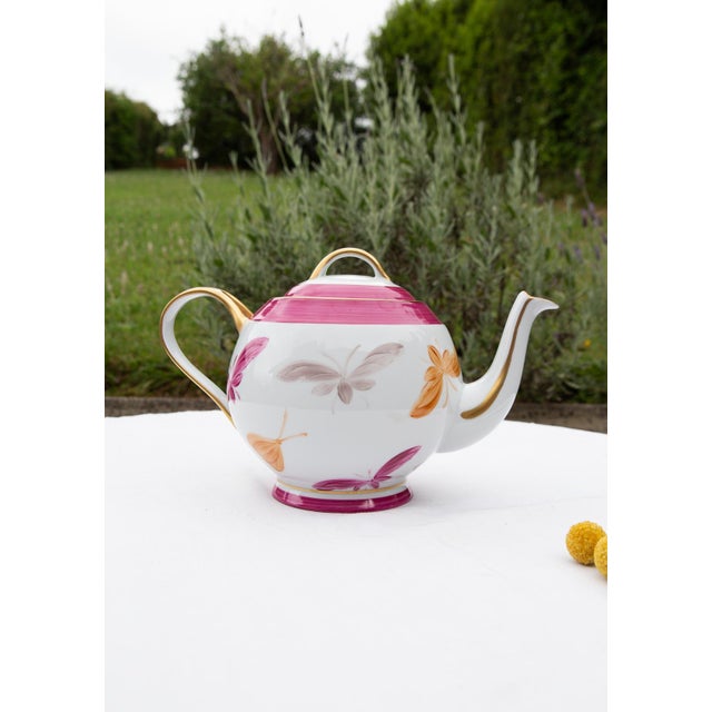 Hand-Painted Limoges Porcelain Tea Service by Marie Daage, 2000s, Set of 20 For Sale - Image 10 of 15