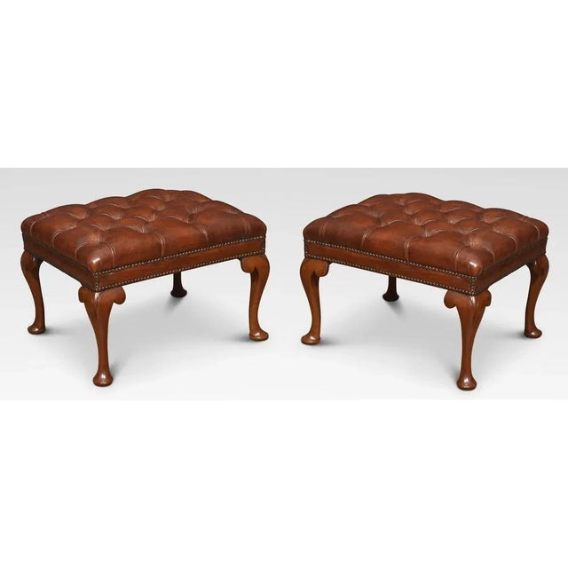 Set of Leather Upholstered Stools, 1890s For Sale - Image 6 of 6