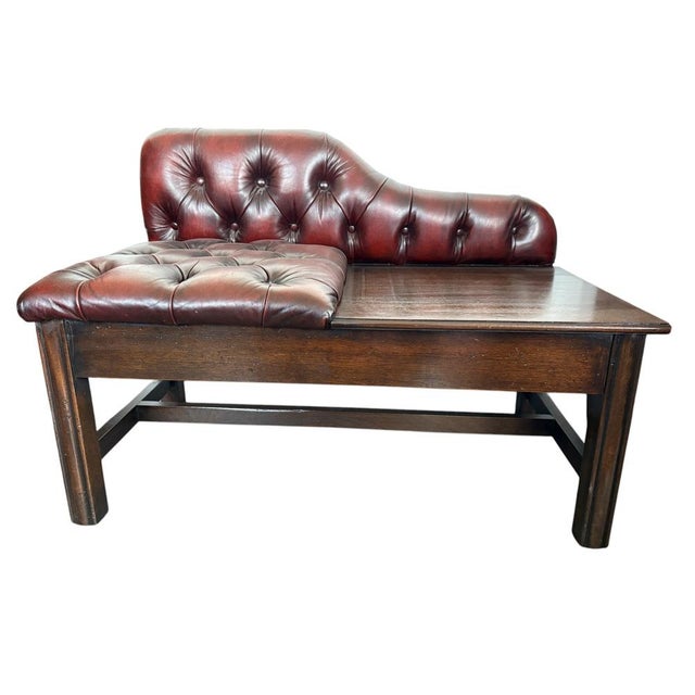 Chesterfield Telephone Bench in Leather For Sale - Image 5 of 8
