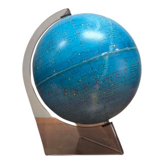 Vintage Celestial Constellation Globe on Smoked Acrylic Stand, Space Age Astronomy Decor, 1970s For Sale