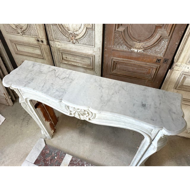 Louis XV Style White Marble Fireplace, 19th Century For Sale - Image 12 of 18