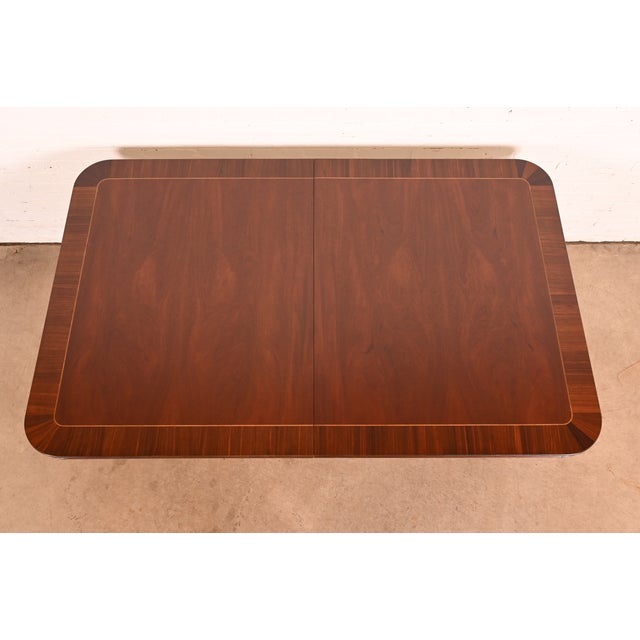 Kittinger Regency Banded Mahogany Double Pedestal Extension Dining Table, Newly Refinished For Sale - Image 9 of 16