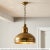 Dimensions: 16" W x 16" D x 18" H This is a vintage pendant lamp in an antiqued brass finish. Hang it anywhere in the...