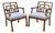 Vintage Chinese Chippendale James Mont Style Fretwork Lounge Arm Chairs - A Pair For Sale