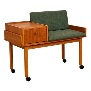 Vintage Swedish Hall Bench in Teak, 1950s For Sale