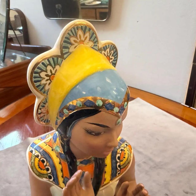Ceramic 1950s. Hand-Painted Porcelain Oriental Woman Figure by Ronzan For Sale - Image 7 of 15