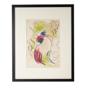 Abstract Watercolor Painting of a Rooster by Robert C. Ray