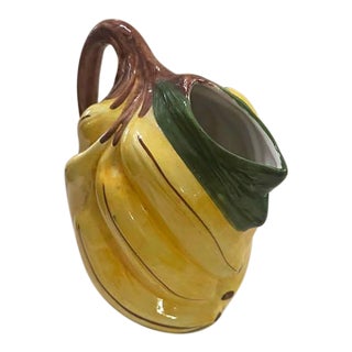 1970s Majorca Imported From Italy Hand Painted Banana Themed Pitcher Like New For Sale