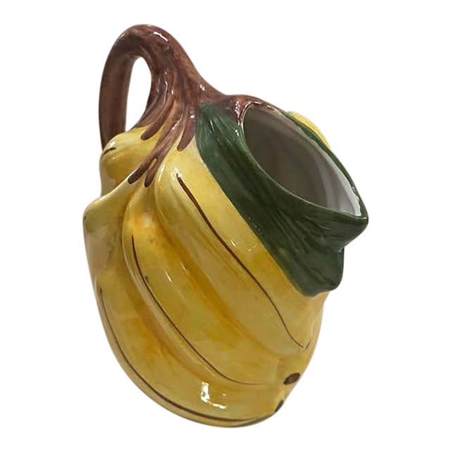 1970s Majorca Imported From Italy Hand Painted Banana Themed Pitcher Like New For Sale