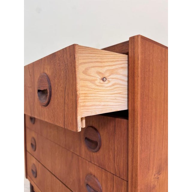 Danish Teak Chest of Drawers with Round Recessed Handles For Sale - Image 6 of 11