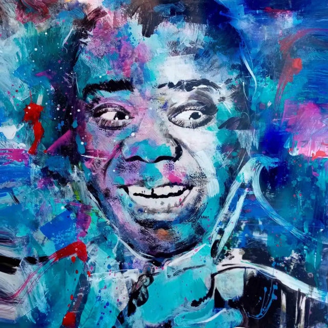 Ivana Burello, Louis Armstrong, Original Mixed Media, 2019, Framed For Sale - Image 4 of 4