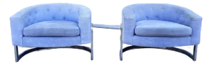 1970s Mid Century Lounge Chairs Styled After Milo Baughman - A Pair