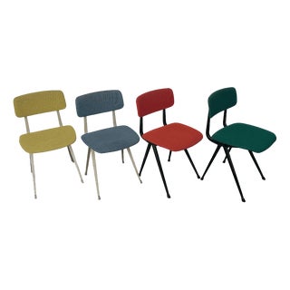 Metal and Upholstered Plywood Revolt Chairs in Four Colours by Friso Kramer for Ahrend De Cirkel, 1960s, Set of 4 For Sale