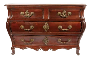 Antique Louis XV-Style Fruitwood Bombe Commode